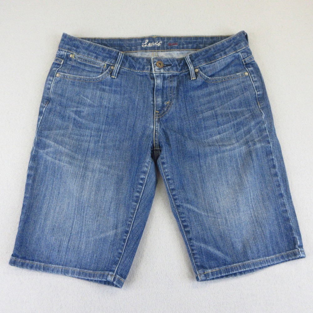 Levi's Denim Shorts Women 29 Blue‎ Medium Wash Mid Rise Stretch Bermuda 1577